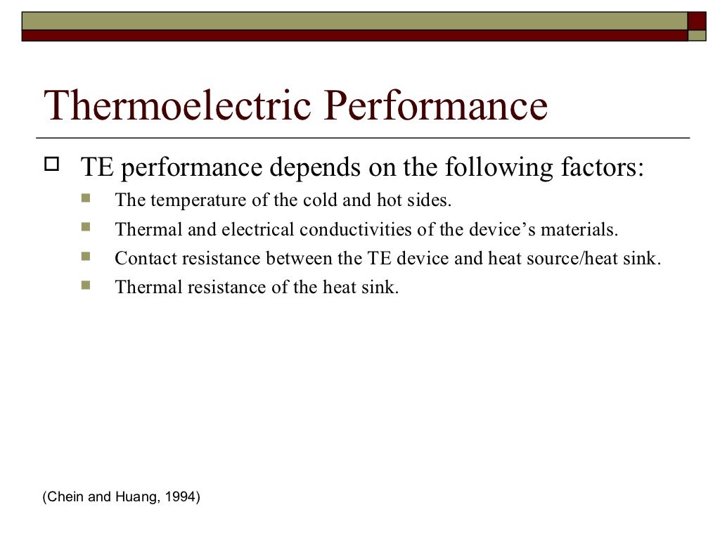 Thermoelectric cooling