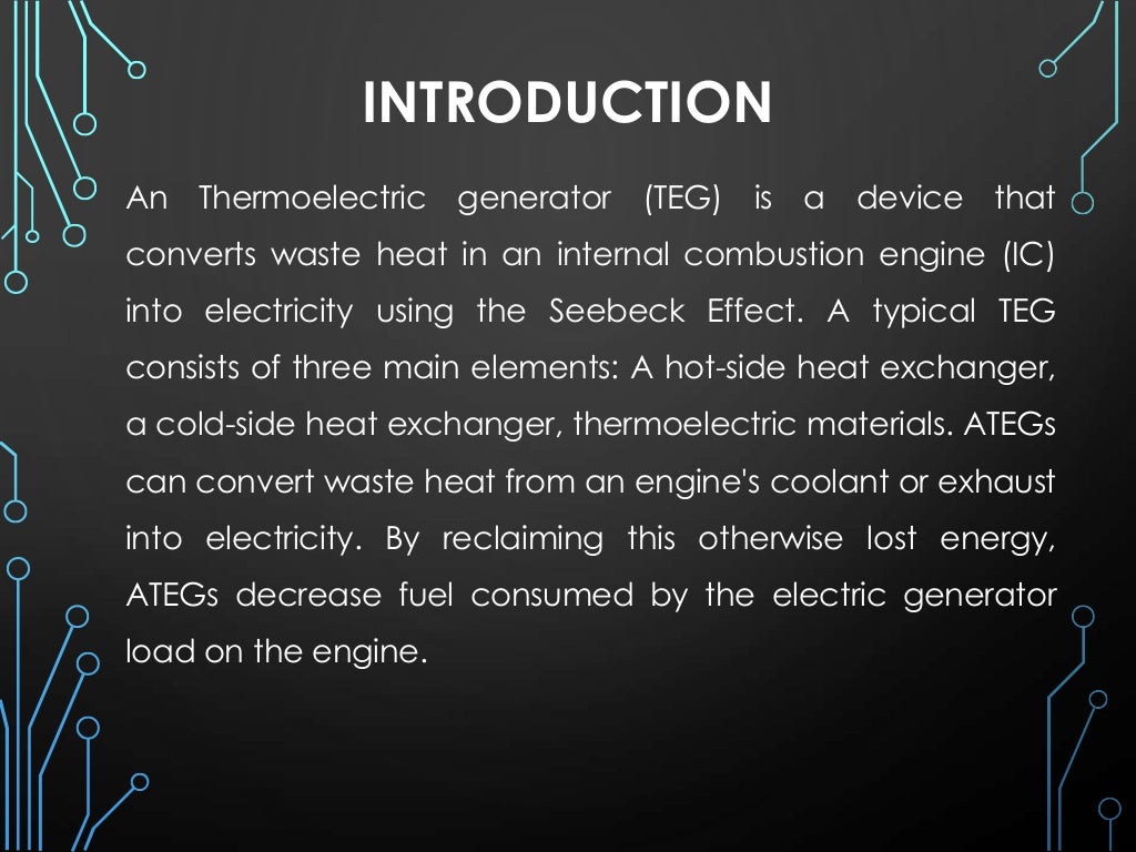 Thermo electric generator