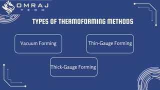TYPES OF THERMOFORMING METHODS
Vacuum Forming Thin‑Gauge Forming
Thick‑Gauge Forming
 
