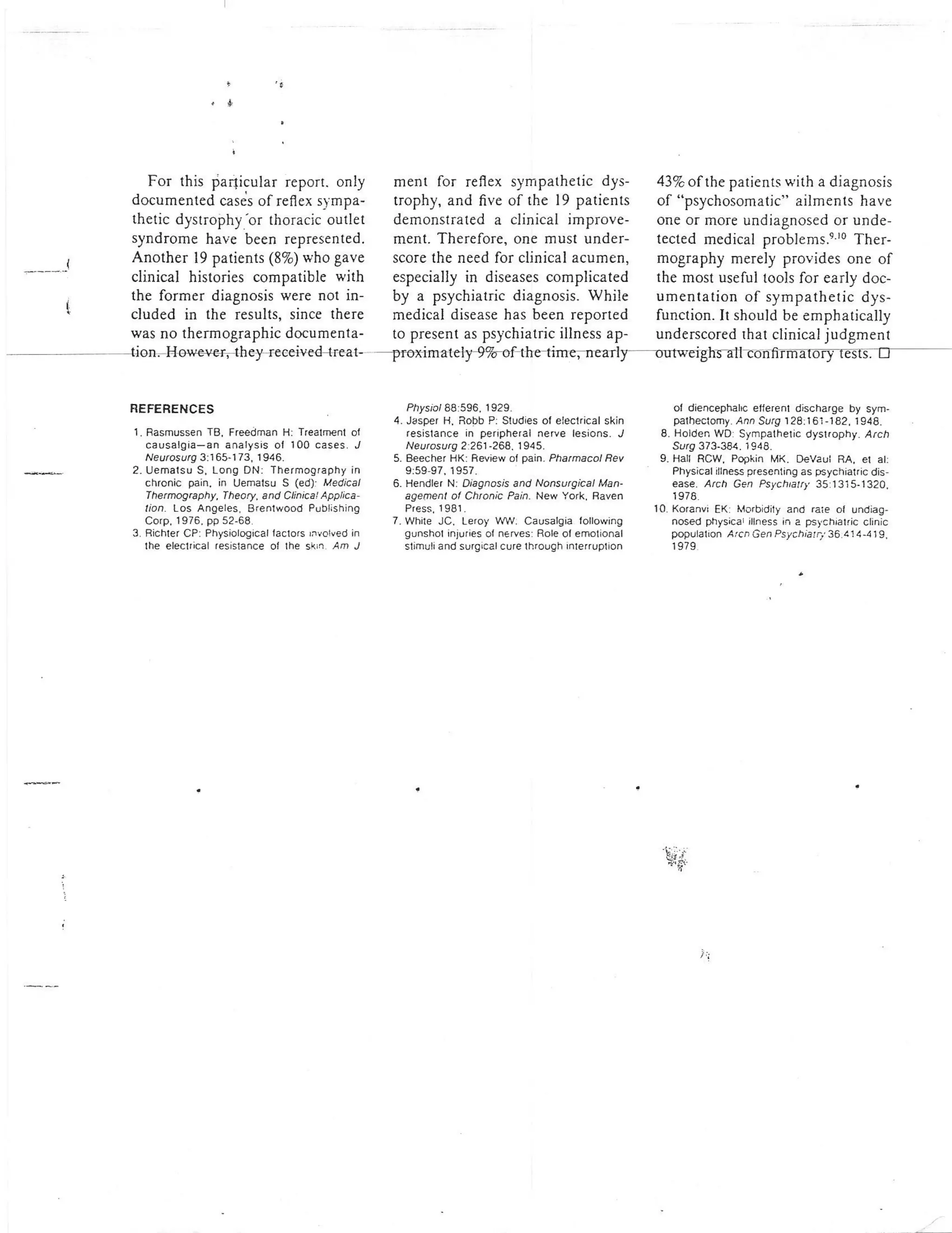 Thermography for psychogenic pain