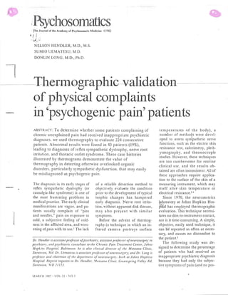Thermography for psychogenic pain