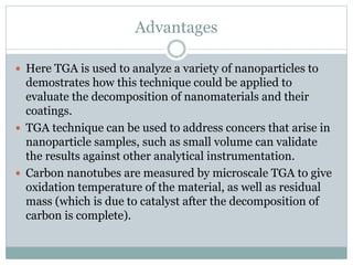 Thermogravimetric analysis for the characterization of nanomaterials ...