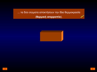 ...  τα δύο σώματα αποκτήσουν την ίδια θερμοκρασία ( θερμική ισορροπία ). 