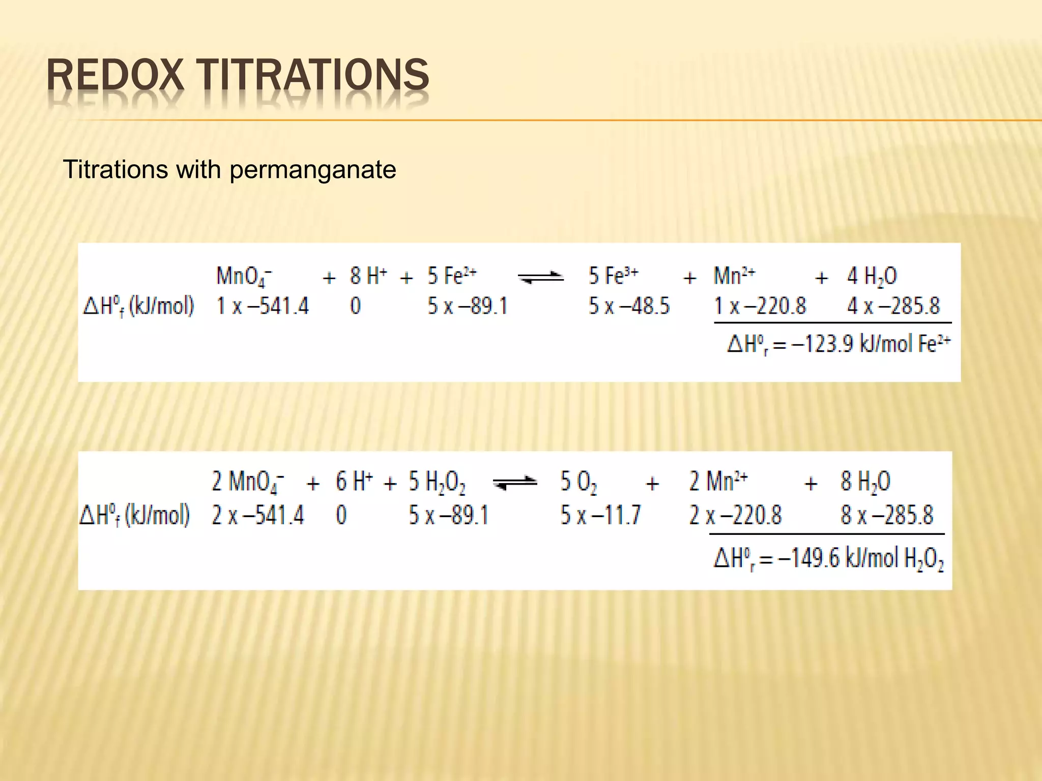 REDOX TITRATIONS
Titrations with permanganate
 