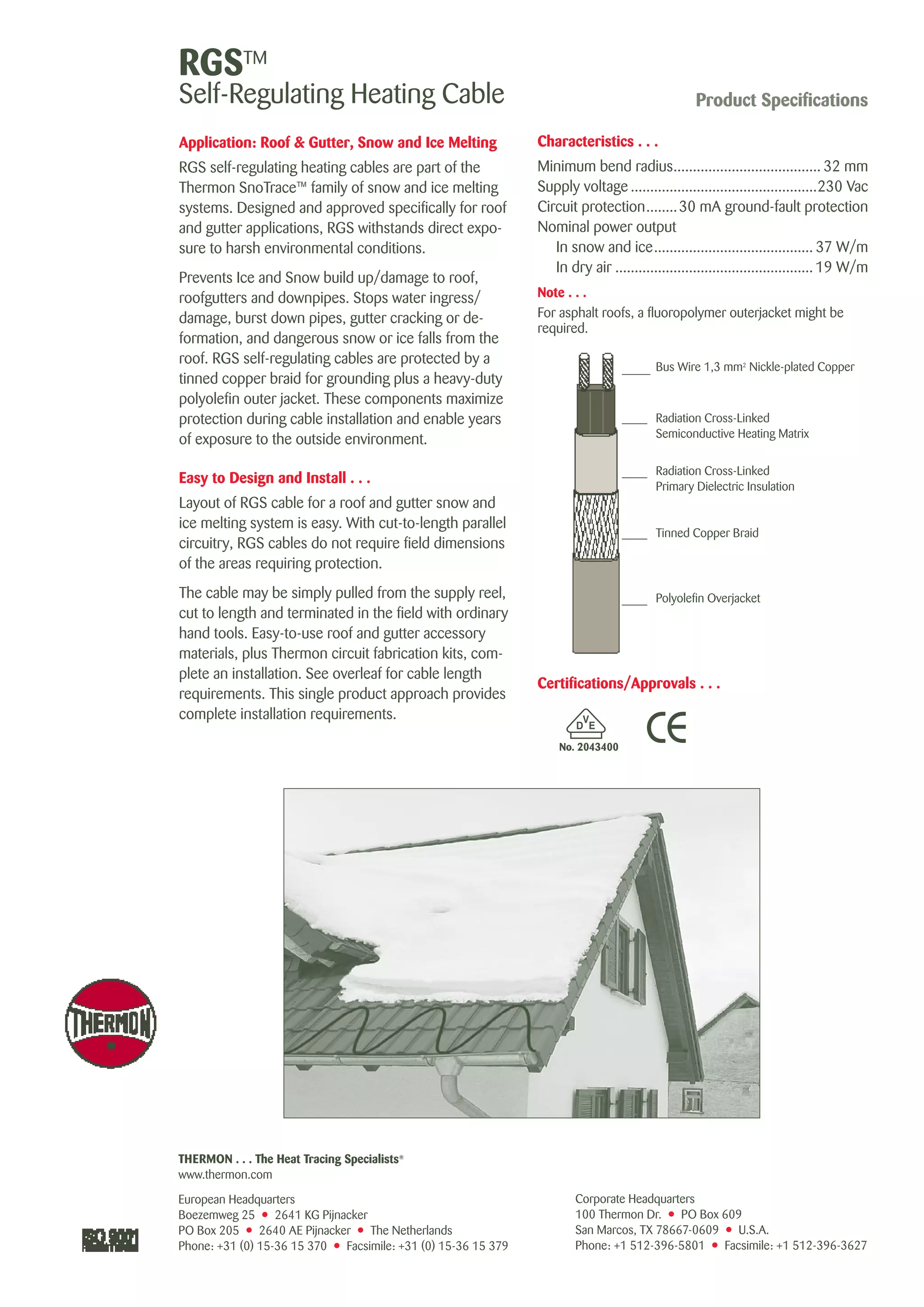 Rgs Cable Thermon RGS Roof & Gutter Heat Tracing Cable | PDF