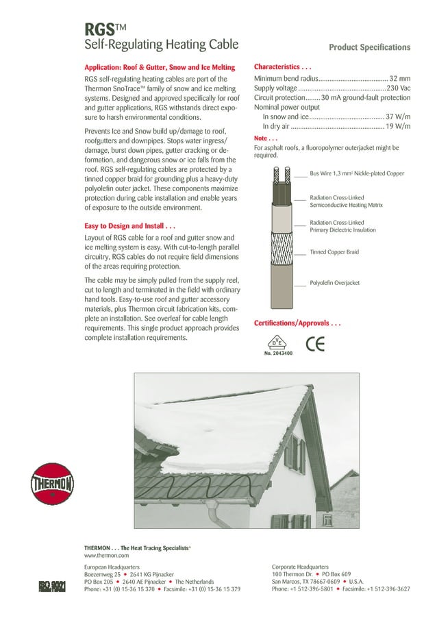 Thermon RGS Roof & Gutter Heat Tracing Cable PDF