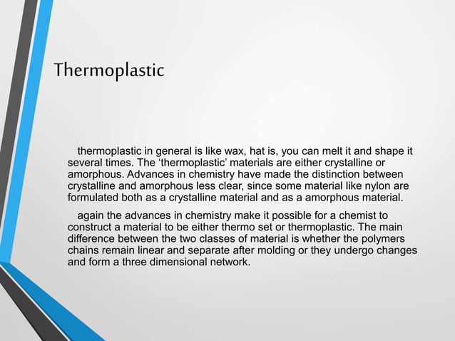 Thermoplastics | PPT | Chemistry | Science