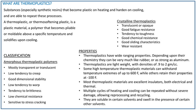 Thermoplastics and thermosetting plastics | PPTX | Chemistry | Science