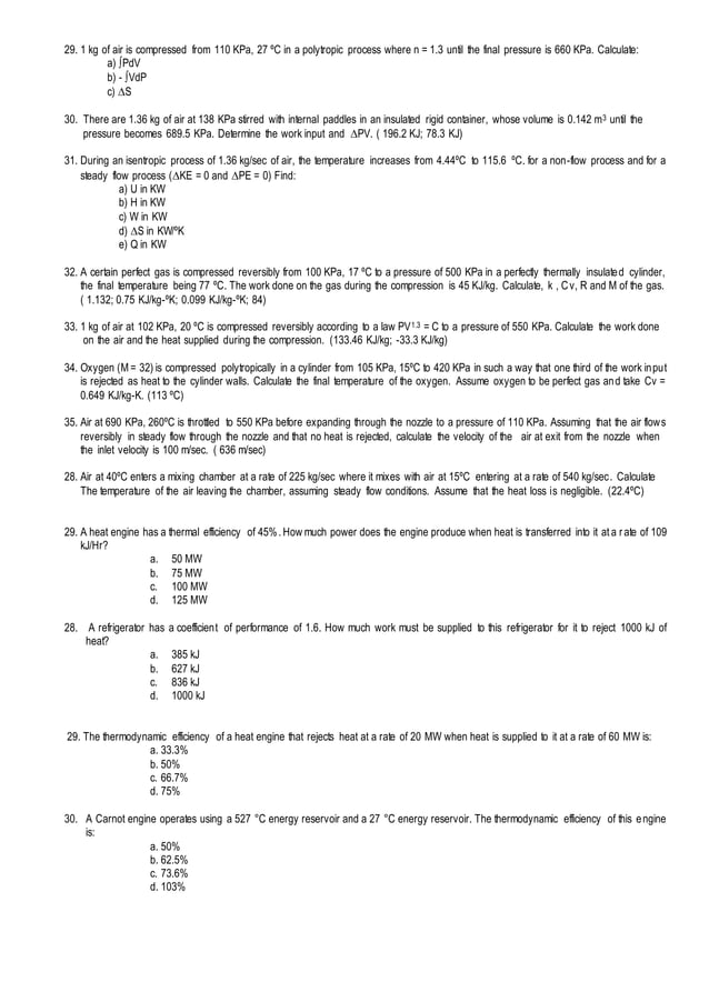 Thermo Problem Set No 2 Docx