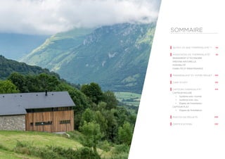 | 02 | | 03 |
SOMMAIRE
04
05
012
010
014
020
022
QU’EST-CE QUE THERMOSLATE®
?
AVANTAGES DE THERMOSLATE®
RENDEMENT ET ÉCONOMIE
ARDOISE NATURELLE
DURABILITÉ
FIABILITÉ ET MAINTENANCE
THERMOSLATE®
ET VOTRE PROJET
CASE STUDY
CAPTEURS THERMOSLATE®
CAPTEUR INCLINÉ
• 	 Système avec crochet
• 	 Système avec clou
• 	 Étapes de l’installation
CAPTEUR PLAT
• Étapes de l’installation
PHOTOS DE PROJETS
CERTIFICATIONS
 