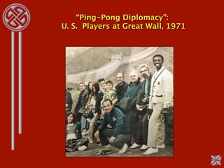 “Ping-Pong Diplomacy”:
U. S. Players at Great Wall, 1971
 
