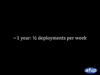 ~1 year: ½ deployments per week

 