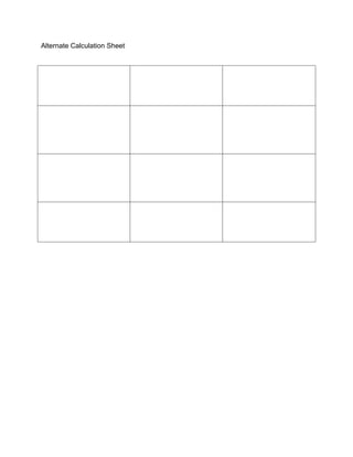 Alternate Calculation Sheet
 