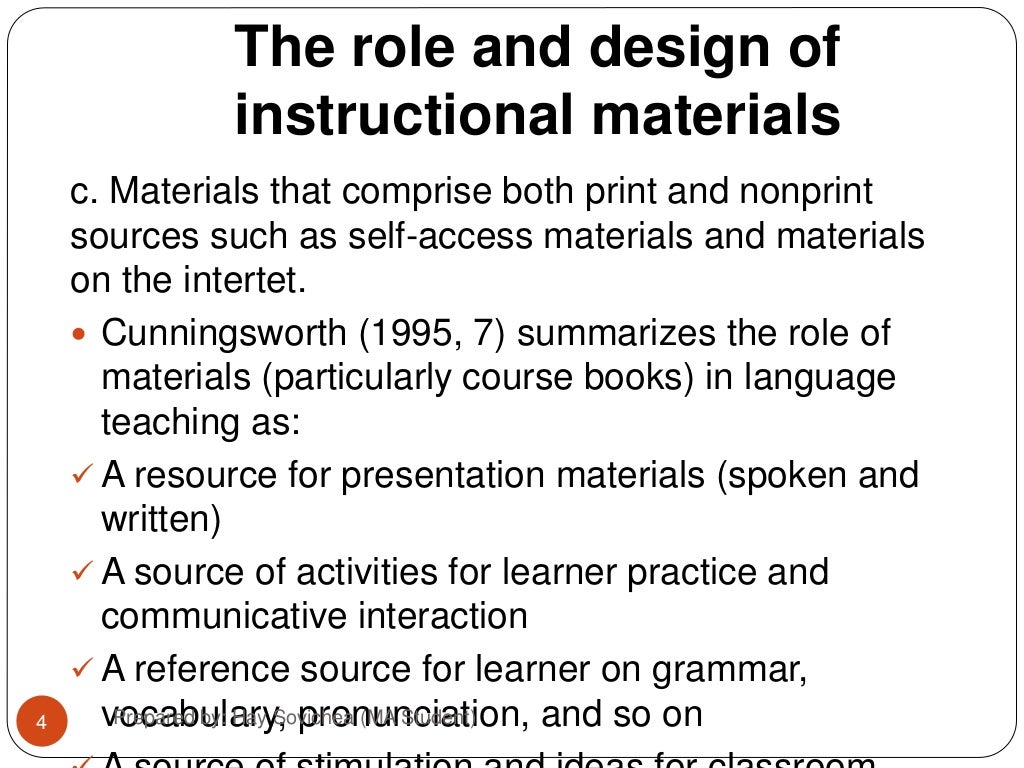 The role and design of instructional materials