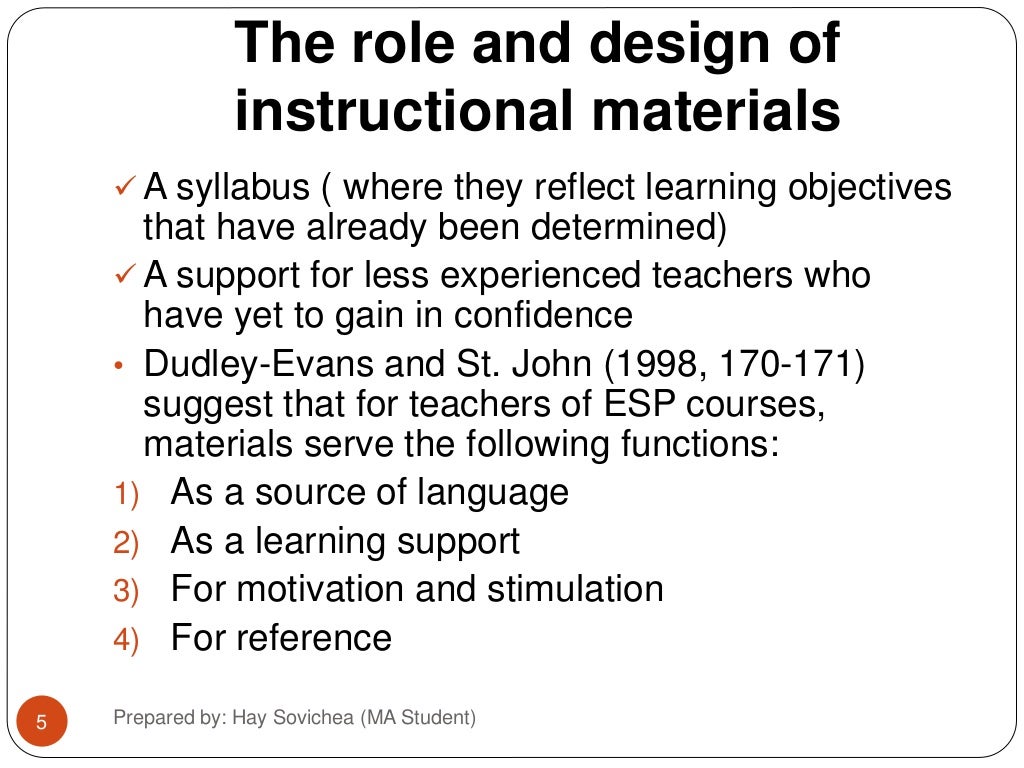The role and design of instructional materials