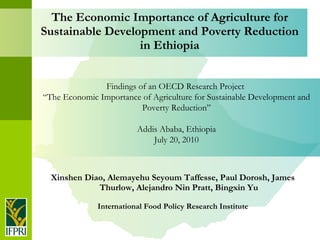 The Economic Importance of Agriculture for Sustainable Development and Poverty Reduction in Ethiopia ,[object Object],[object Object],Findings of an OECD Research Project  “ The Economic Importance of Agriculture for Sustainable Development and Poverty Reduction” Addis Ababa, Ethiopia July 20, 2010 