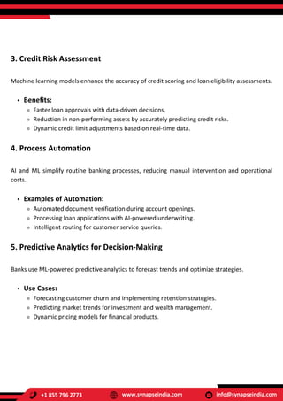 3. Credit Risk Assessment
Machine learning models enhance the accuracy of credit scoring and loan eligibility assessments....