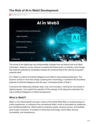 The Role of AI in Web3 Development - SoluLab | PDF | Free Download