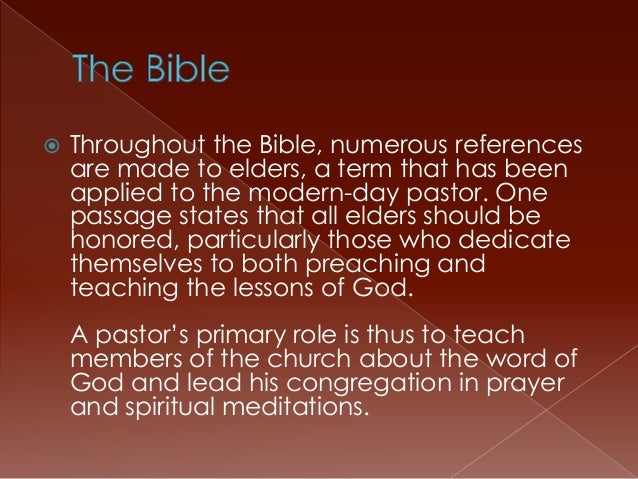 Role of a pastor