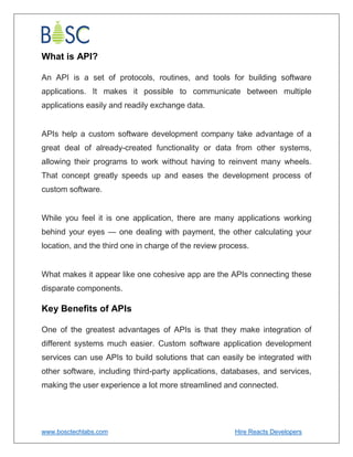 The Role of APIs in Custom Software Development for 2024 | PDF
