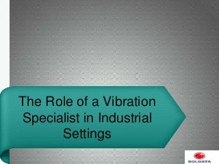 The Role of a Vibration
Specialist in Industrial
Settings

 