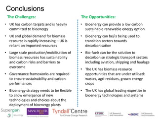 Conclusions
The Challenges: The Opportunities:
• UK has carbon targets and is heavily
committed to bioenergy
• UK and glob...