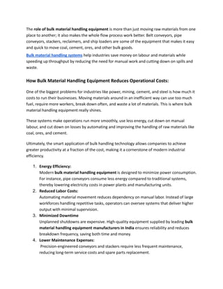 The Role of Bulk Material Handling Equipment in Reducing Operational ...