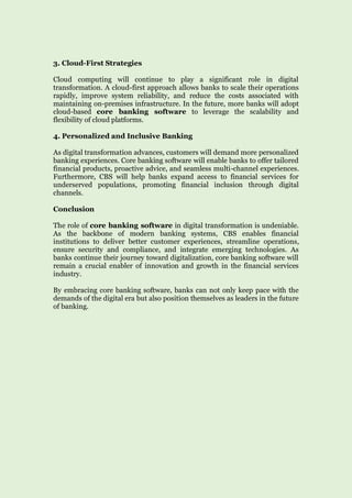 The Role of Core Banking Software in Digital Transformation | PDF