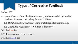 The role of corrective feedback in second language learning | PPTX