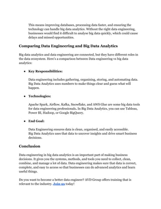 The Role of Data Engineering in Big Data Analytics | PDF