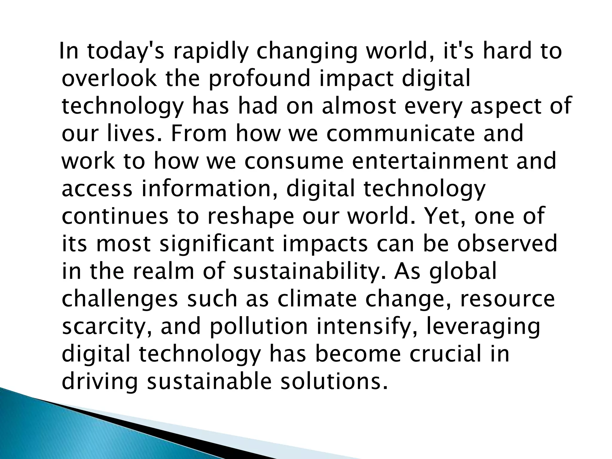 The Role of Digital Technology in Advancing Sustainability Efforts | PPTX