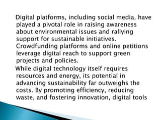 The Role of Digital Technology in Advancing Sustainability Efforts | PPTX