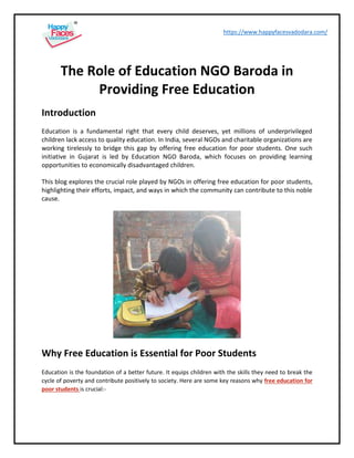 The Role of Education NGO Baroda in Providing Free Education | PDF