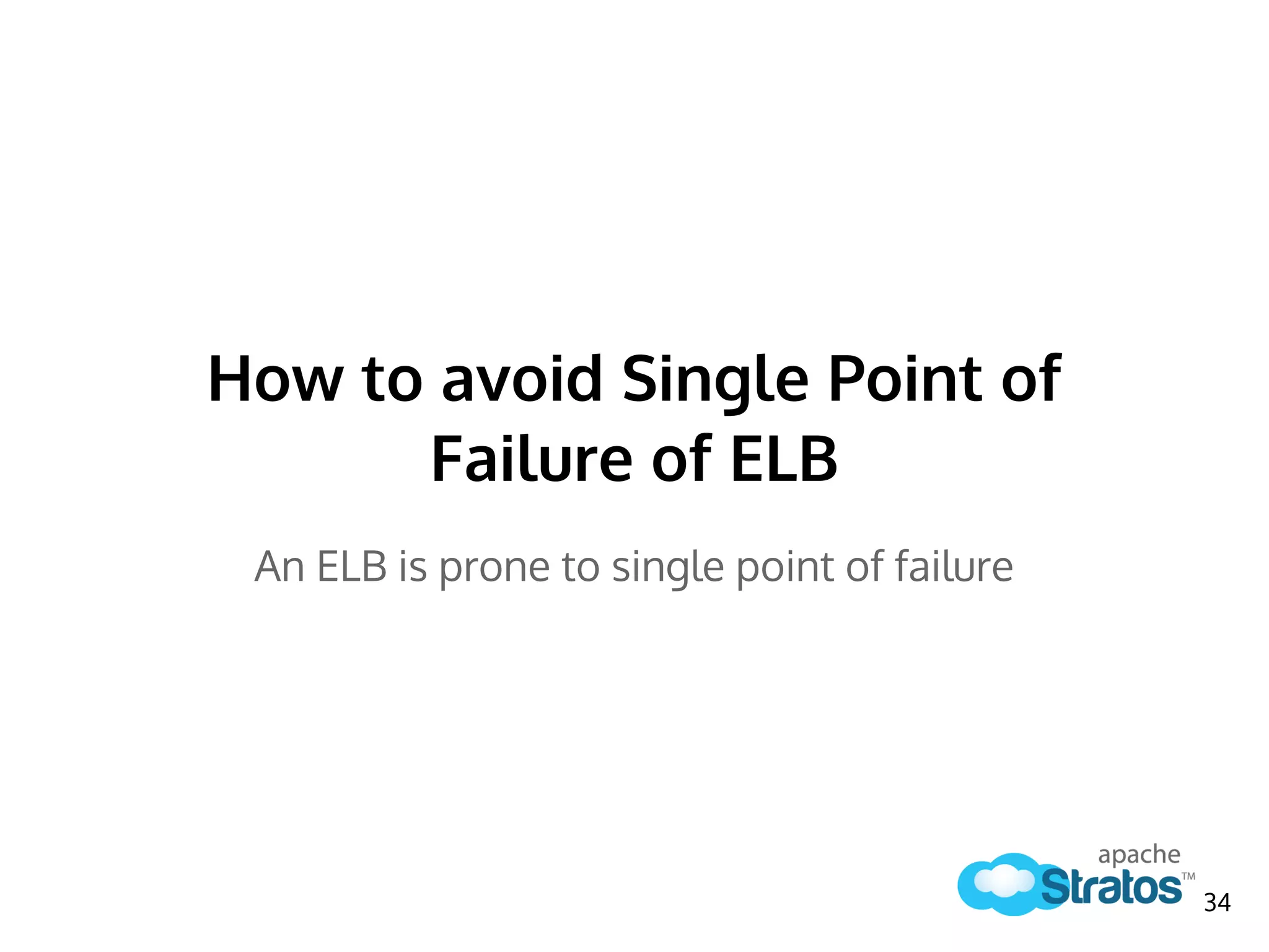 How to avoid Single Point of
Failure of ELB
An ELB is prone to single point of failure
34
 