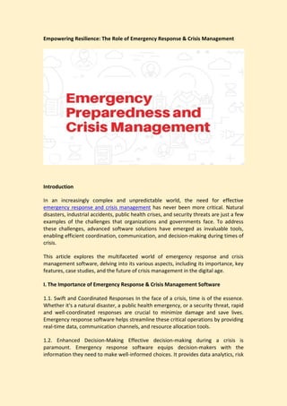 Emergency Response & Crisis Management for Resilience | PDF