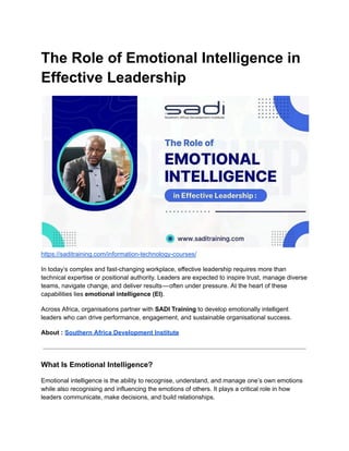 The Role of Emotional Intelligence in Effective Leadership and ...