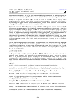 The role of entrepreneurship in economic development | PDF