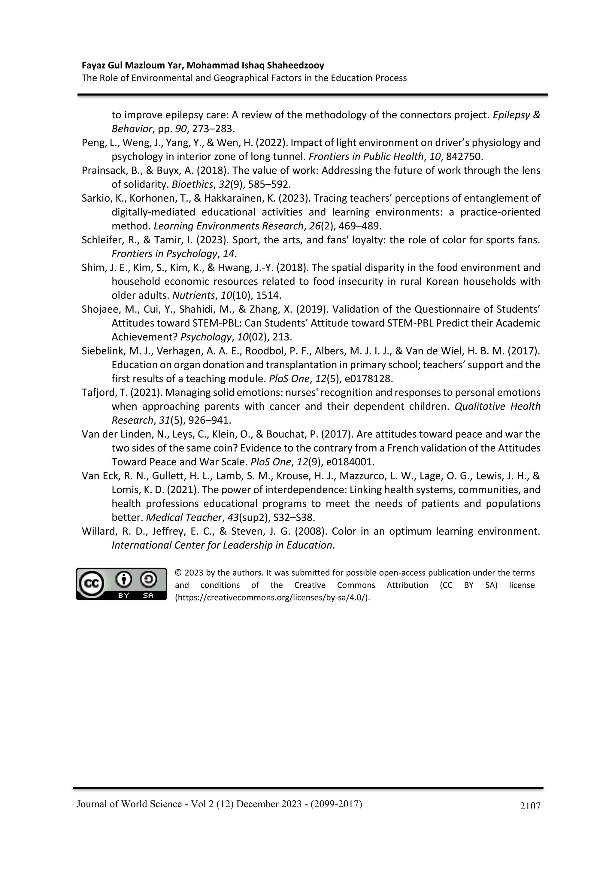 THE ROLE OF ENVIRONMENTAL AND GEOGRAPHICALFACTORS IN THE EDUCATION ...