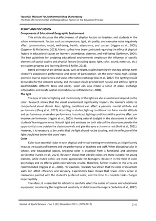 THE ROLE OF ENVIRONMENTAL AND GEOGRAPHICALFACTORS IN THE EDUCATION ...