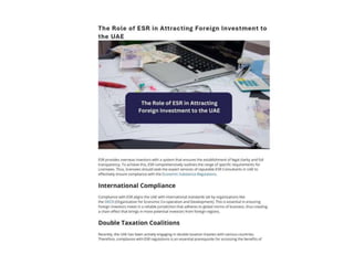 The Role of ESR in Attracting Foreign Investment to the UAE