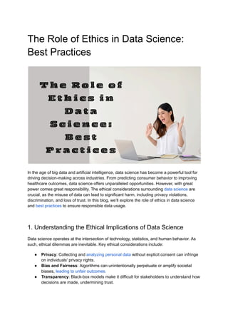 The Role Of Ethics In Data Science Best Practices 1 Pdf