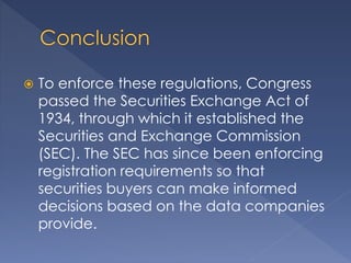 The Role of Federal Securities Regulation | PPT