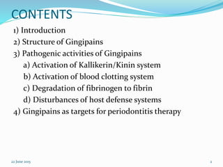 The role of gingipains in the pathogenesis of periodontal diseases | PPTX