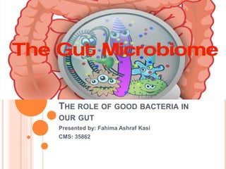 THE ROLE OF GOOD BACTERIA IN
OUR GUT
Presented by: Fahima Ashraf Kasi
CMS: 35862
 