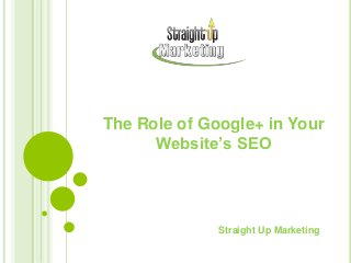 The Role of Google+ in Your
Website’s SEO
Straight Up Marketing
 