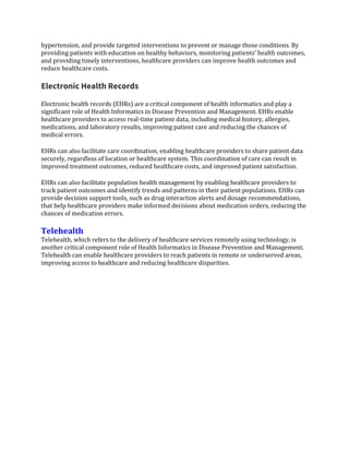 The Role of Health Informatics in Disease Prevention and Management | PDF