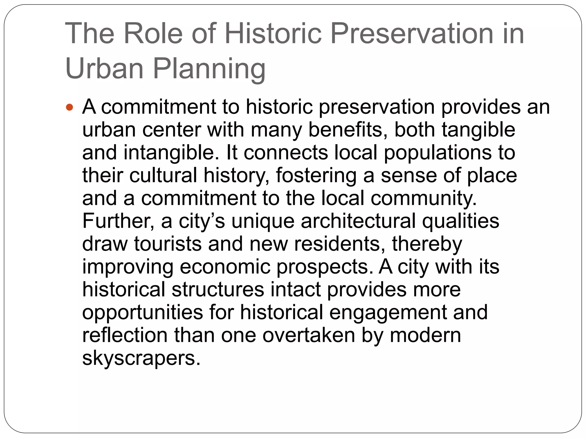 Picture of The role of historic preservation in urban planning | PPTX