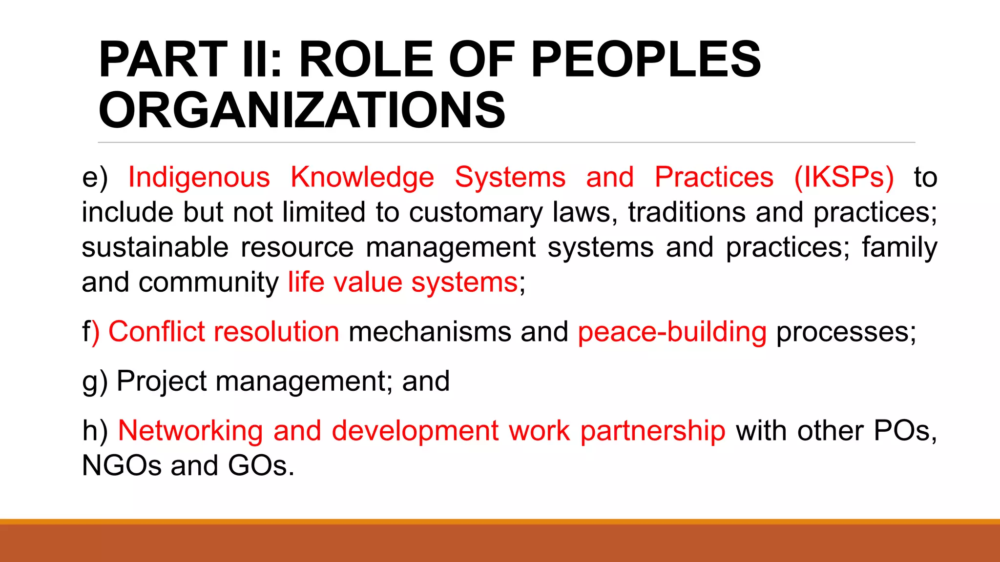 The Roles of Indigenous Peoples Organization, Tribal Leaders ...
