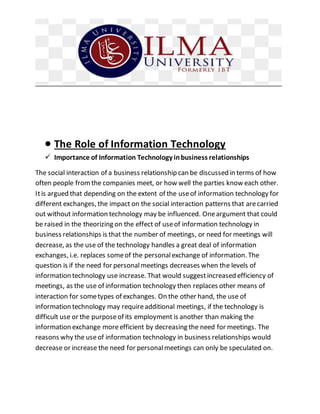 The role of information technology in the business sector | PDF