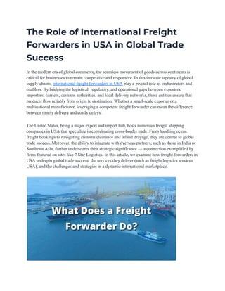 The Role of International Freight Forwarders in USA in Global Trade ...